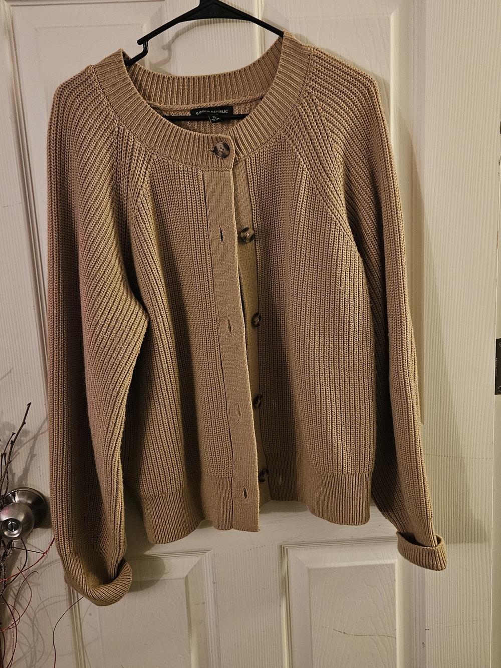 Banana Republic Women's Camel Ribbed Button Cardigan